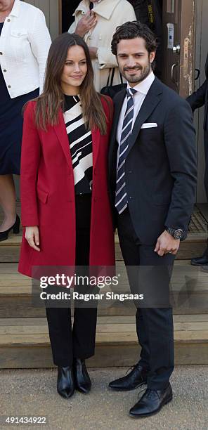 Princess Sofia of Sweden and Prince Carl Philip of Sweden visit the Falun Mine world heritage site during the first day of their trip to Dalarna on...