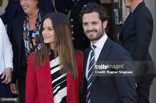 Princess Sofia of Sweden and Prince Carl Philip of Sweden visit the Falun Mine world heritage site during the first day of their trip to Dalarna on...