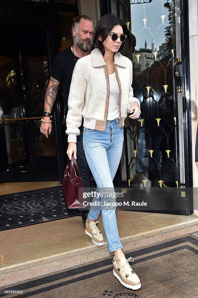 Kendall Jenner is seen during the Paris Fashion Week S/S 2016: Day