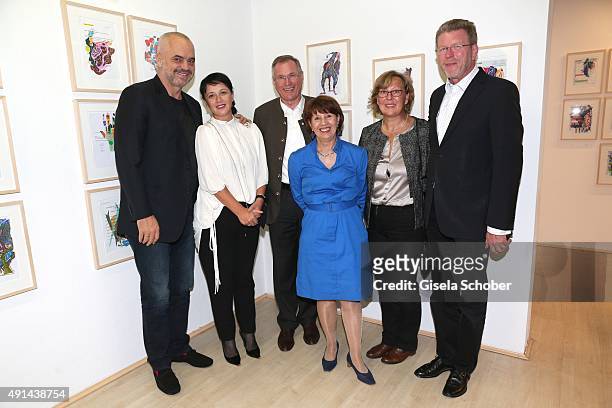 Edi Rama, Prime Minister of Albania and his wife Linda, Johannes Singhammer and his wife Ruth Singhammer, Marcel Huber and his wife Adelgunde during...