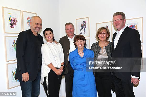 Edi Rama, Prime Minister of Albania and his wife Linda, Johannes Singhammer and his wife Ruth Singhammer, Marcel Huber and his wife Adelgunde during...