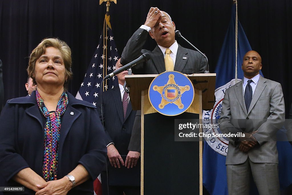 Jeh Johnson And Secret Service Director Clancy Hold Joint Media Availability