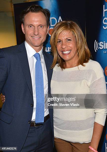 Actor Tony Goldwyn and TV/Radio host Hoda Kotb attend Hoda Show at SiriusXM Studios on October 5, 2015 in New York City.