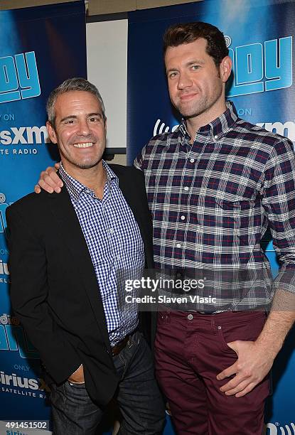 Radio host Andy Cohen and comedian/TV personality Billy Eichner visit Radio Andy at SiriusXM Studios on October 5, 2015 in New York City.