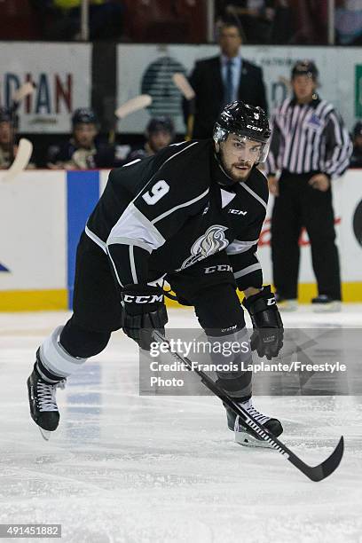 Yan Pavel Laplante of the Gatineau Olympiques skates against the Sherbrooke Phoenix on September 27, 2015 at Robert Guertin Arena in Gatineau,...