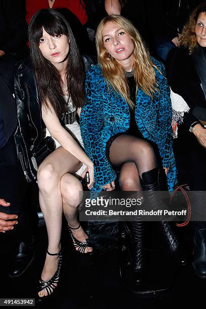 Irina Lazareanu and Josephine de la Baume attend the Saint Laurent show as part of the Paris Fashion Week Womenswear Spring/Summer 2016 on October 5,...