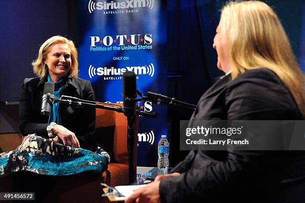 Ann Romney speaks with Julie Mason during "Ann Romney In Conversation With Host Julie Mason For SiriusXM's "Leading Ladies" Special" at SiriusXM...