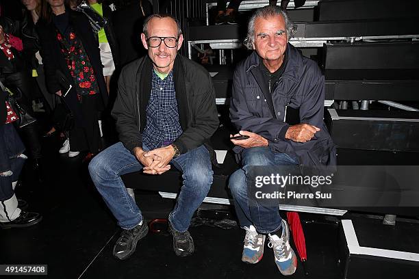 Terry Richardson and Patrick Demarchelier attend the Saint Laurent show as part of the Paris Fashion Week Womenswear Spring/Summer 2016 on October 5,...