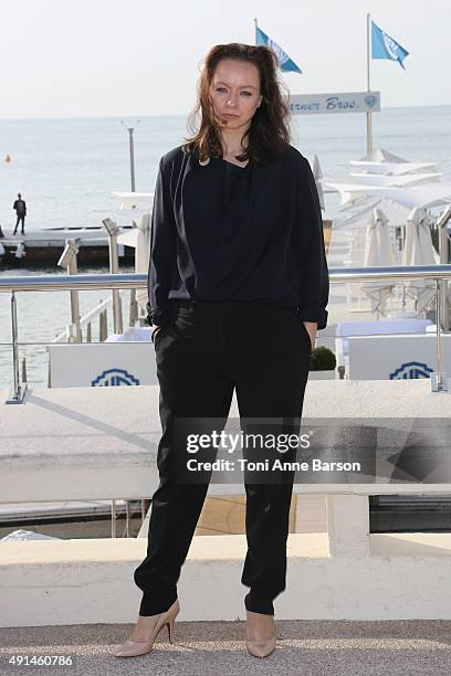 Samantha Morton attends 'The Last Panthers' photocall as part of MIPCOM 2015 on La Croisette on October 5, 2015 in Cannes, France.