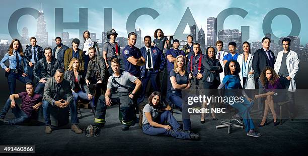 Season: 2015 -- Pictured: "Chicago P.D." top row; Marina Squerciati as Officer Kim Burgess, Brian Geraghty as Officer Sean Roman, Jesse Lee Soffer as...