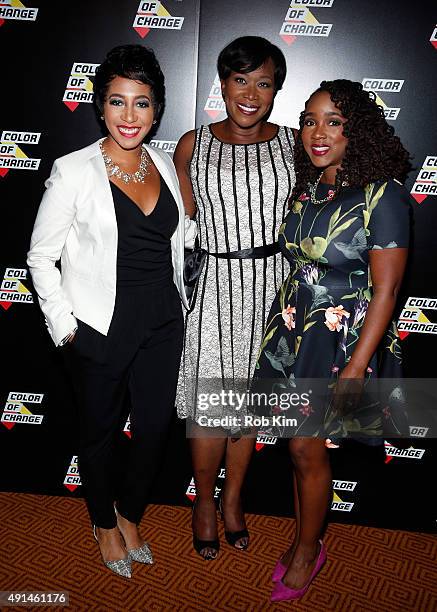 Aisha Moodie-Mills, Correspondent Joy Reid and Danielle Moodie-Mills attend ColorofChange.org 10 Year Anniversary Gala at Gotham Hall on October 5,...