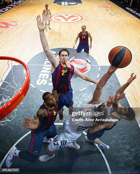 Nikola Mirotic, #12 of Real Madrid in action during the Turkish Airlines EuroLeague Final Four Semi Final A between FC Barcelona v Real Madrid at...