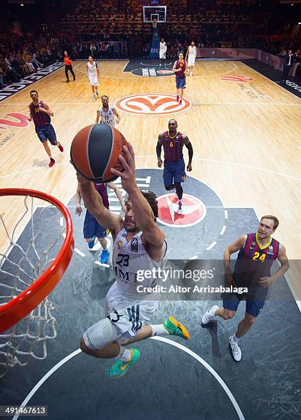 Sergio Llull, #23 of Real Madrid in action during the Turkish Airlines EuroLeague Final Four Semi Final A between FC Barcelona v Real Madrid at...