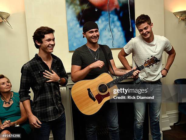 Garrett Nichols, Jared Keim and Zach Beeken of Restless Road performs as Nancy Jarecki and Jamie Tisch Host Benefit In Support Of The Country Music...