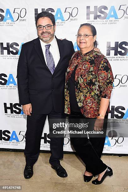 Musicians Arturo O'Farrill and Alison Deane attend the Harlem School of the Arts 50th anniversary kickoff at The Plaza on October 5, 2015 in New York...