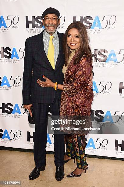 Jazz musician Ron Carter and Quintell Williams-Carter attend the Harlem School of the Arts 50th anniversary kickoff at The Plaza on October 5, 2015...