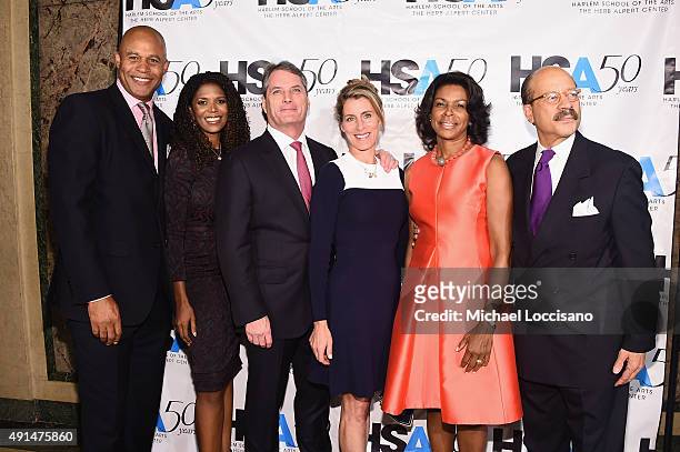 Eric Pryor, Monique Pryor, Charles Hamilton and guests attend the Harlem School of the Arts 50th anniversary kickoff at The Plaza on October 5, 2015...