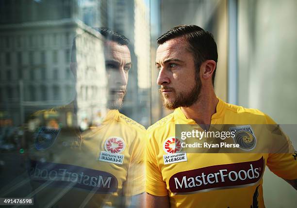 Roy O'Donovan of Central Coast Mariners, poses during the 2015/16 A-League season launch at the Telstra Customer Insight Centre on October 6, 2015 in...