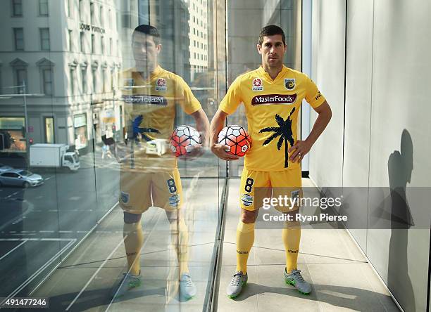 Nick Montgomery of Central Coast Mariners, poses during the 2015/16 A-League season launch at the Telstra Customer Insight Centre on October 6, 2015...