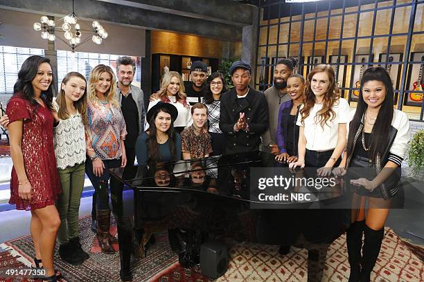 Team Pharrell Battle Reality" -- Pictured: Amy Vachal, Siahna Im, Amanda Preslar, Jubal Lee Young, Madi Davis, Riley Biederer, Evan McKeel, Mark...