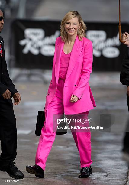 Cate Blanchett is seen at 'Jimmy Kimmel Live' on October 05, 2015 in Los Angeles, California.