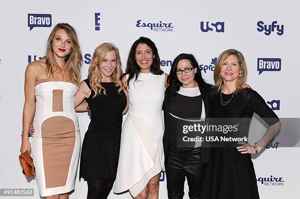 NBCUniversal Cable Entertainment Upfront at the Javits Center in New York City on Thursday, May 15, 2014" -- Pictured: Beau Garrett, Lisa Edelstein,...