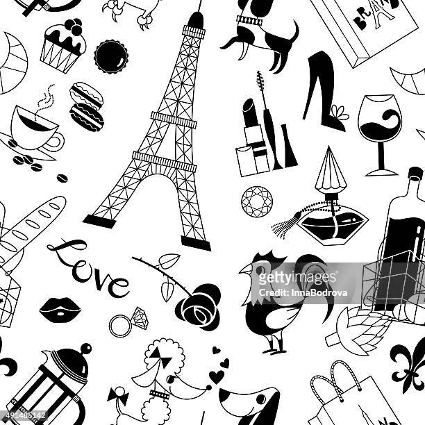 french symbols pattern - rooster print stock illustrations