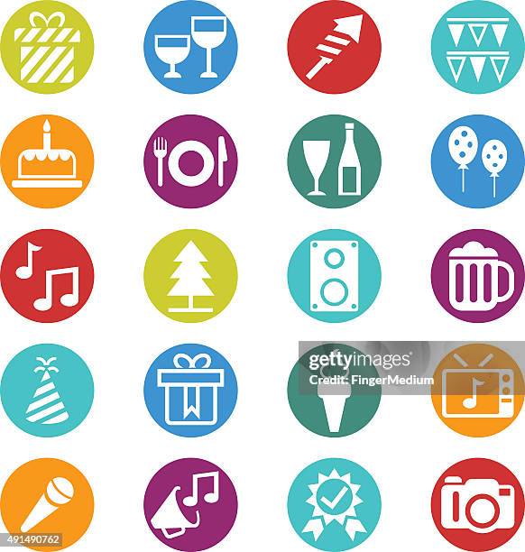 party icons set - exploding cake stock illustrations