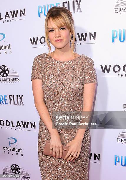 Actress Abbie Cobb attends the LA premiere of Pure Flix's "Woodlawn" at The Regency Bruin Theater on October 5, 2015 in Westwood, California.