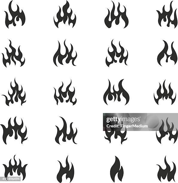 fire icons set - fire ball white background stock illustrations