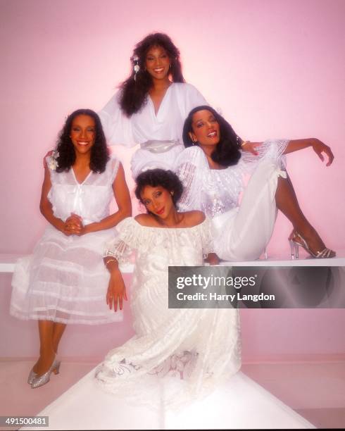 Group Sister Sledge poses for a portrait session circa 1984 in Los Angeles, California.