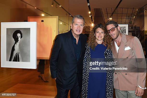 Mario Testino, Ginevra Elkann and Lapo Edvard Elkann attend at the Mario Testino Exhibition Opening at the Pinacoteca Giovanni e Marella Agnelli on...
