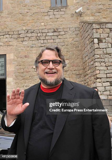 Guillermo del Toro poses during a photocall for her latest film 'La Cumbre Escarlata' on October 5, 2015 in Barcelona, Spain.