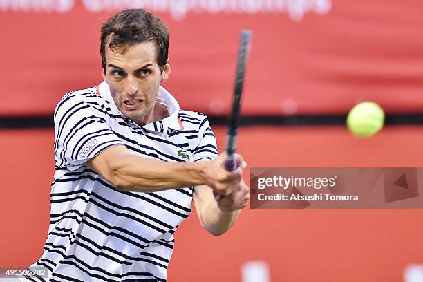 Albert Ramos-Vinolas of Spain competes against Nick Kyrgios of Australia during the men's singles first round match on day two of Rakuten Open 2015...