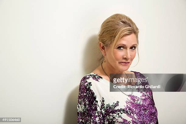 Actress Carrie Fisher is photographed for Self Assignment on August 17, 2015 in London, England.