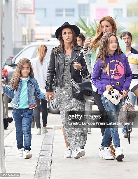 Paula Echevarria and her daughter Daniela Bustamante and Isabel Navarro are seen on October 4, 2015 in Madrid, Spain.