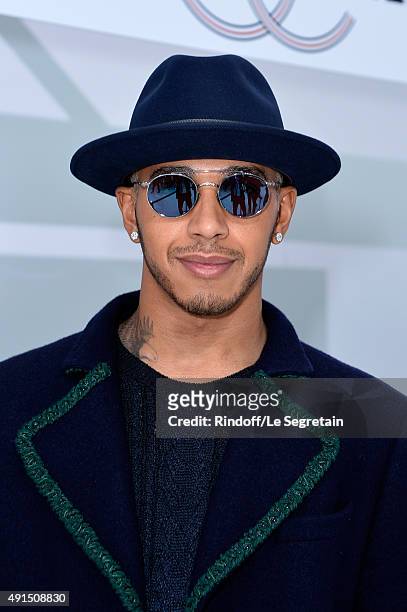 Racing driver Lewis Hamilton attends the Chanel show as part of the Paris Fashion Week Womenswear Spring/Summer 2016 on October 6, 2015 in Paris,...