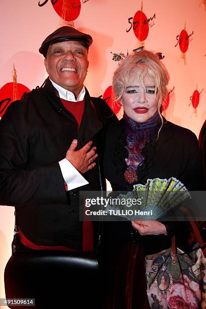 At the Pre Catelan evening to celebrate 50 years of career of the Japanese designer Kenzo Takada, Guy Cuevas and Armande Altai on september 17, 2015...