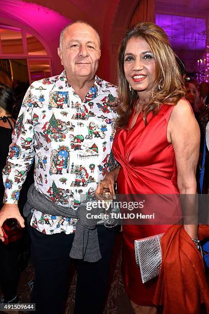 At the Pre Catelan evening to celebrate 50 years of career of the Japanese designer Kenzo Takada, Johnny Pigozzi and Kirat Young on september 17,...
