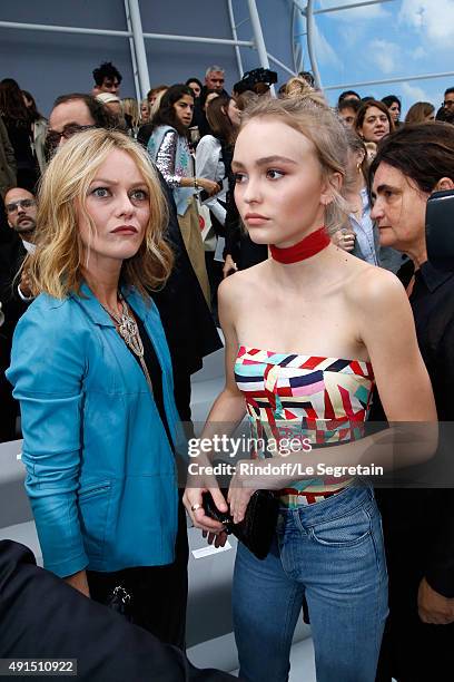 Actress Vanessa Paradis and her daughter Lily Rose Depp attend the Chanel show as part of the Paris Fashion Week Womenswear Spring/Summer 2016 on...