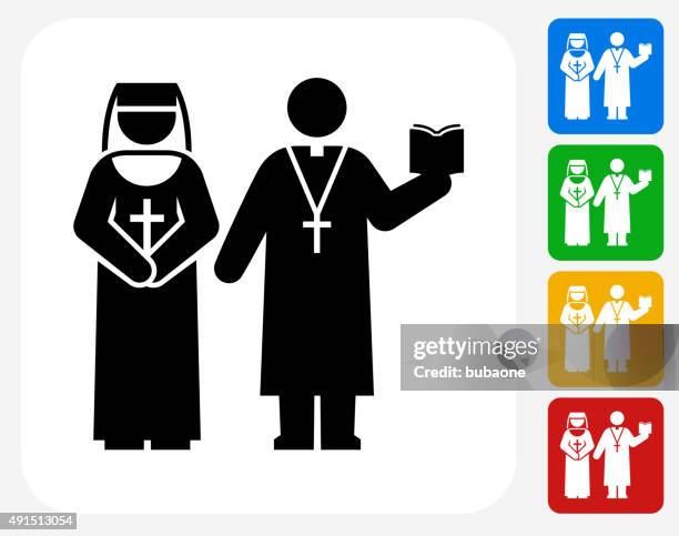 nun and priest icon flat graphic design - nun stock illustrations