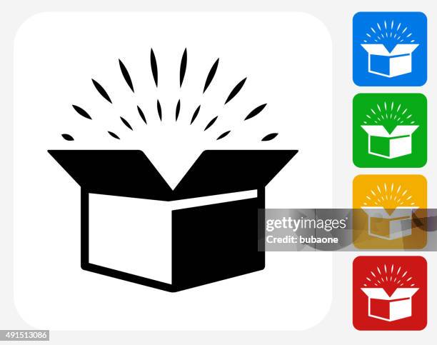 bildbanksillustrationer, clip art samt tecknat material och ikoner med open box icon flat graphic design - överraskning