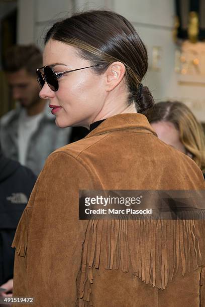 Model Miranda Kerr is seen on October 6, 2015 in Paris, France.