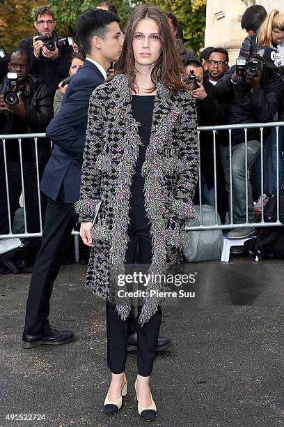 Marine Vatch arrives at the Chanel show as part of the Paris Fashion Week Womenswear Spring/Summer 2016 on October 6, 2015 in Paris, France.