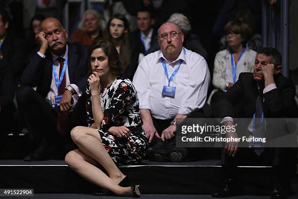 Victoria Atkins, the MP for Louth and Horncastle. Listens to a speaker during the Conservative Party Conference on October 6, 2015 in Manchester,...