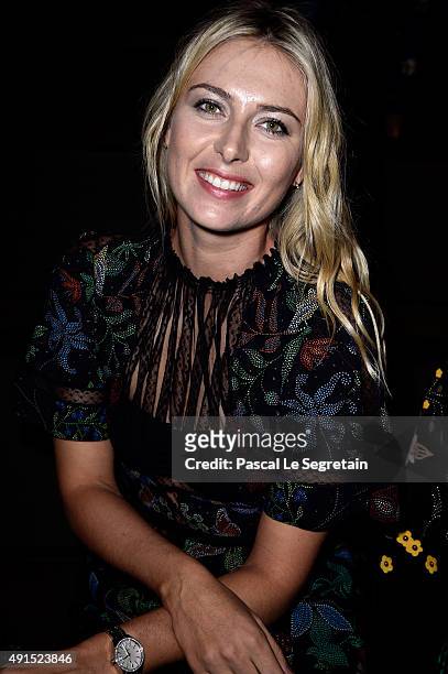 Tennis player Maria Sharapova attends the Valentino show as part of the Paris Fashion Week Womenswear Spring/Summer 2016 on October 6, 2015 in Paris,...
