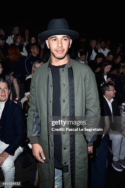 Racing driver Lewis Hamilton attends the Valentino show as part of the Paris Fashion Week Womenswear Spring/Summer 2016 on October 6, 2015 in Paris,...