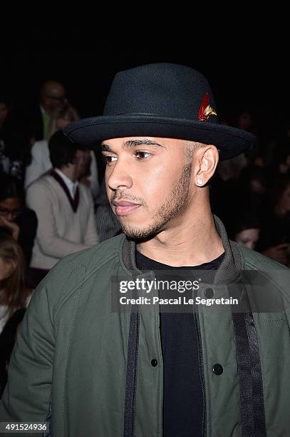 Racing driver Lewis Hamilton attends the Valentino show as part of the Paris Fashion Week Womenswear Spring/Summer 2016 on October 6, 2015 in Paris,...