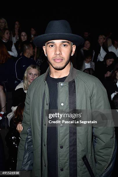 Racing driver Lewis Hamilton attends the Valentino show as part of the Paris Fashion Week Womenswear Spring/Summer 2016 on October 6, 2015 in Paris,...