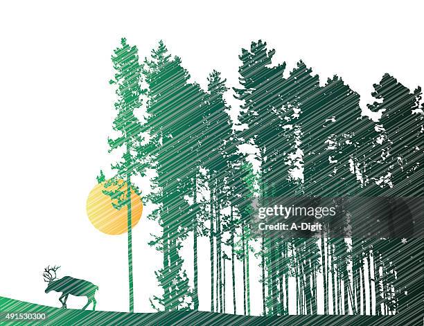 forest greens and game - moose-silhouette stock illustrations